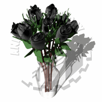 Black Roses Blooming In Glass Vase Animated Clipart