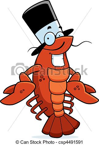 Cartoon Crawfish With A Top Hat Smiling    Csp4491591   Search Clipart