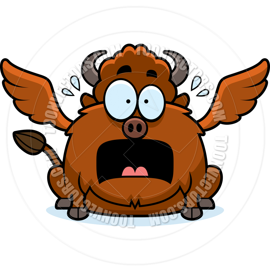 Cartoon Winged Buffalo Scared By Cory Thoman   Toon Vectors Eps  66866