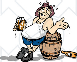 Clipart Illustration Of A Drunk Man With A Belly Drinking And Leaning