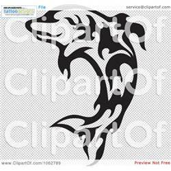 Clipart Leaping Tribal Dolphin Black And White Royalty Free Vector    
