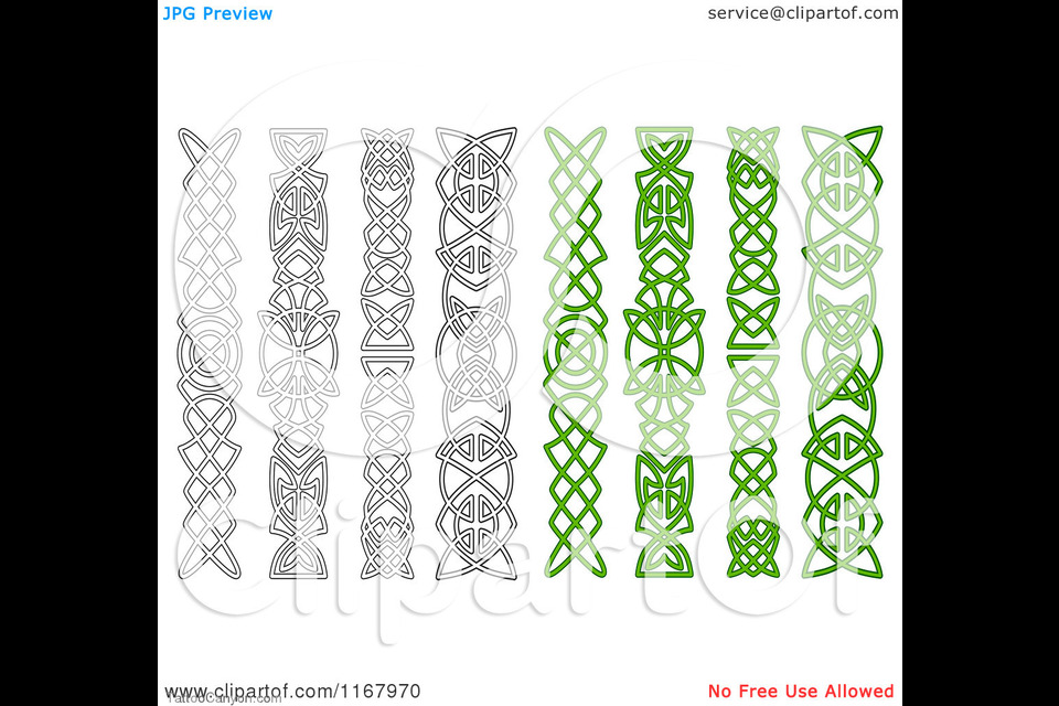 Clipart Of Green And Black White Celtic Knot Tattoo Designs Picture    