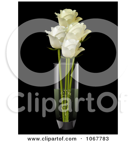 Clipart Three Cream Roses In A Vase   Royalty Free Vector Illustration