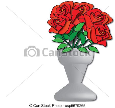 Clipart Vector Of Vase With Roses   Vase With Red Roses Csp5679265    