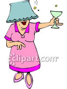 Drunk Woman With A Lampshade On Her Head   Royalty Free Clipart