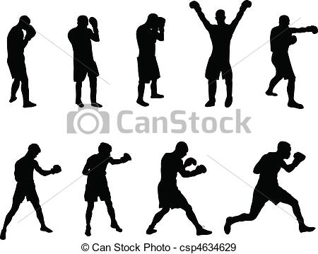 Eps Vectors Of Boxers   Boxing Silhouettes Csp4634629   Search Clip