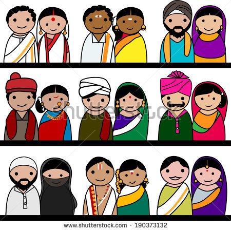 Indian Women And Men Vector Avatar Illustration   Indian Couple