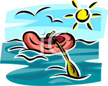 Inflatable Raft On The Ocean Royalty Free Clipart Picture