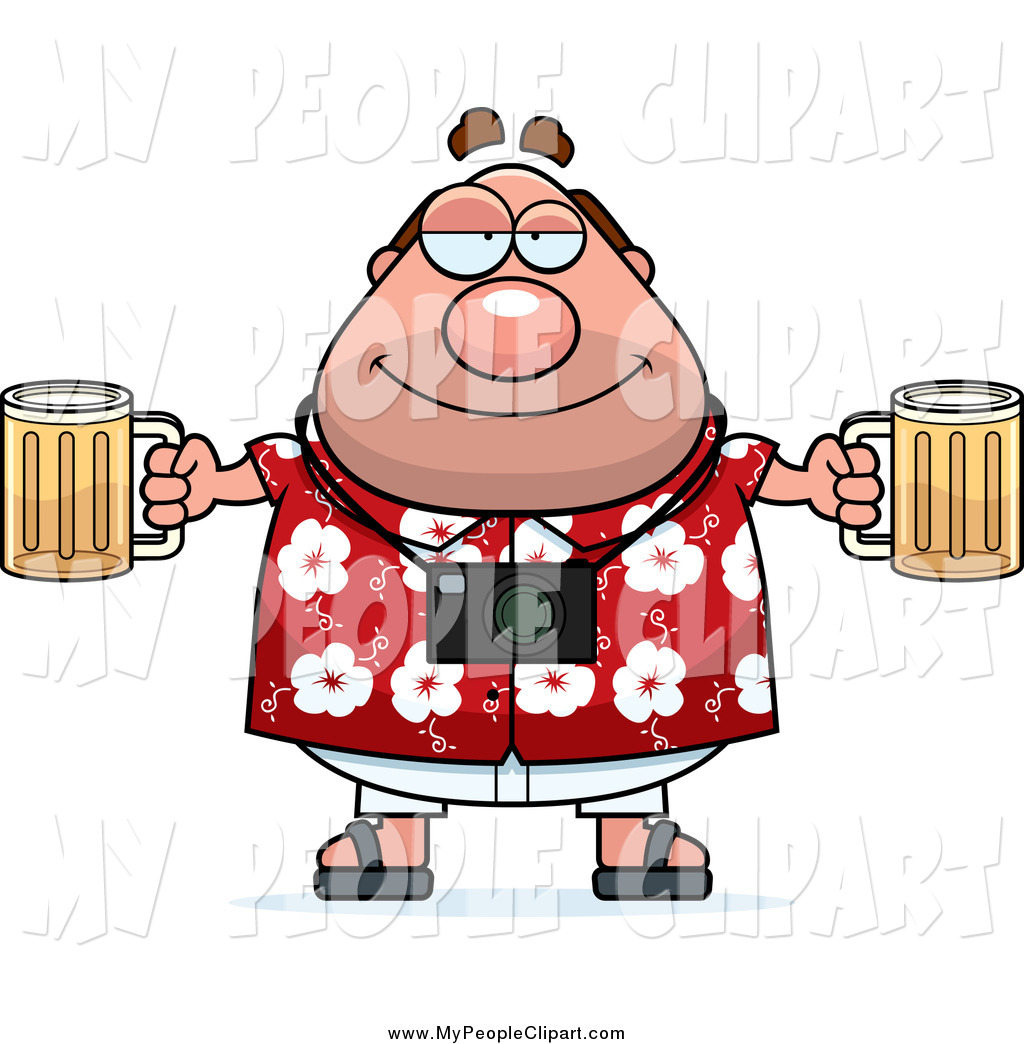 Larger Preview  Clip Art Of A Drunk Caucasian Tourist Man Holding Beer    