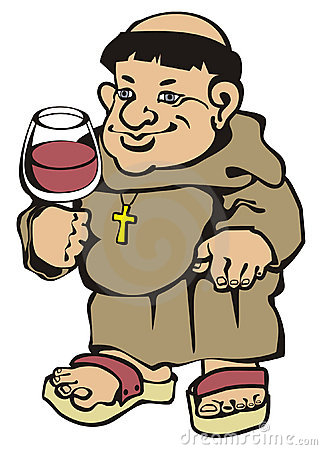 Medieval Monk With A Glass Of Wine