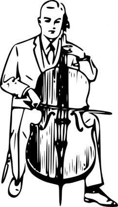 Music Outline Man Cello Playing Instrument Musician Papapishu Bw