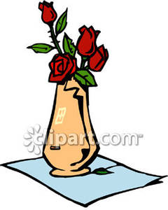 Red Roses In A Vase   Royalty Free Clipart Picture