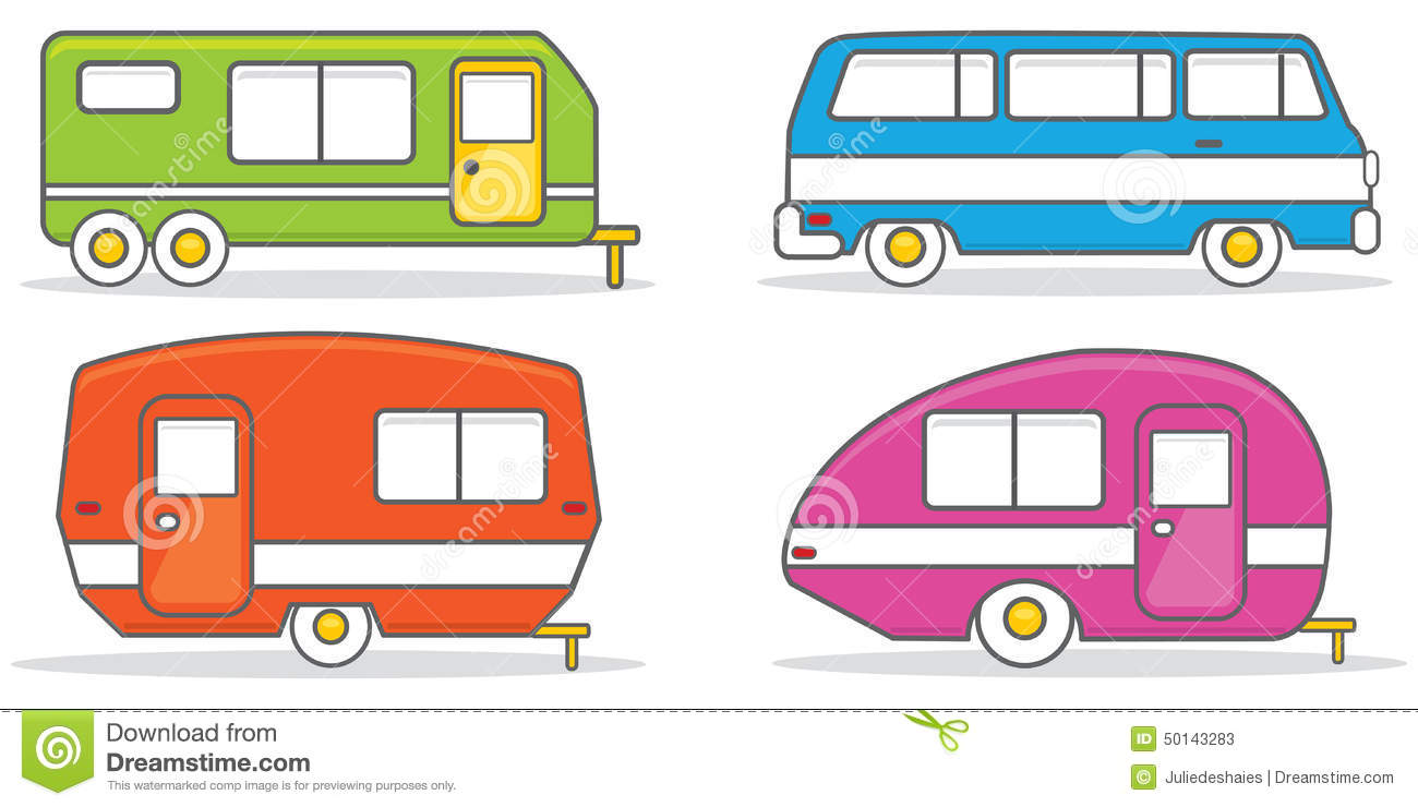Retro Caravan Mobile Home Illustration Vector Stock Vector   Image