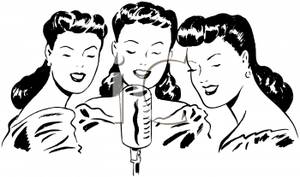     Retro Cartoon Of A Female Trio Singing   Royalty Free Clipart Picture