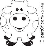 Rf Clipart Illustration Of A Fat Black And White Spotted Cow Outline