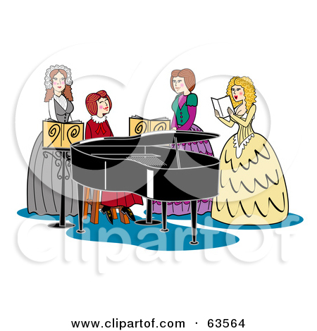 Rf  Clipart Illustration Of A Group Of Four Victorian Women Singing