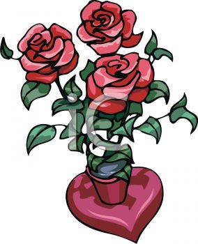 Roses In A Heart Shaped Vase   Royalty Free Clipart Picture