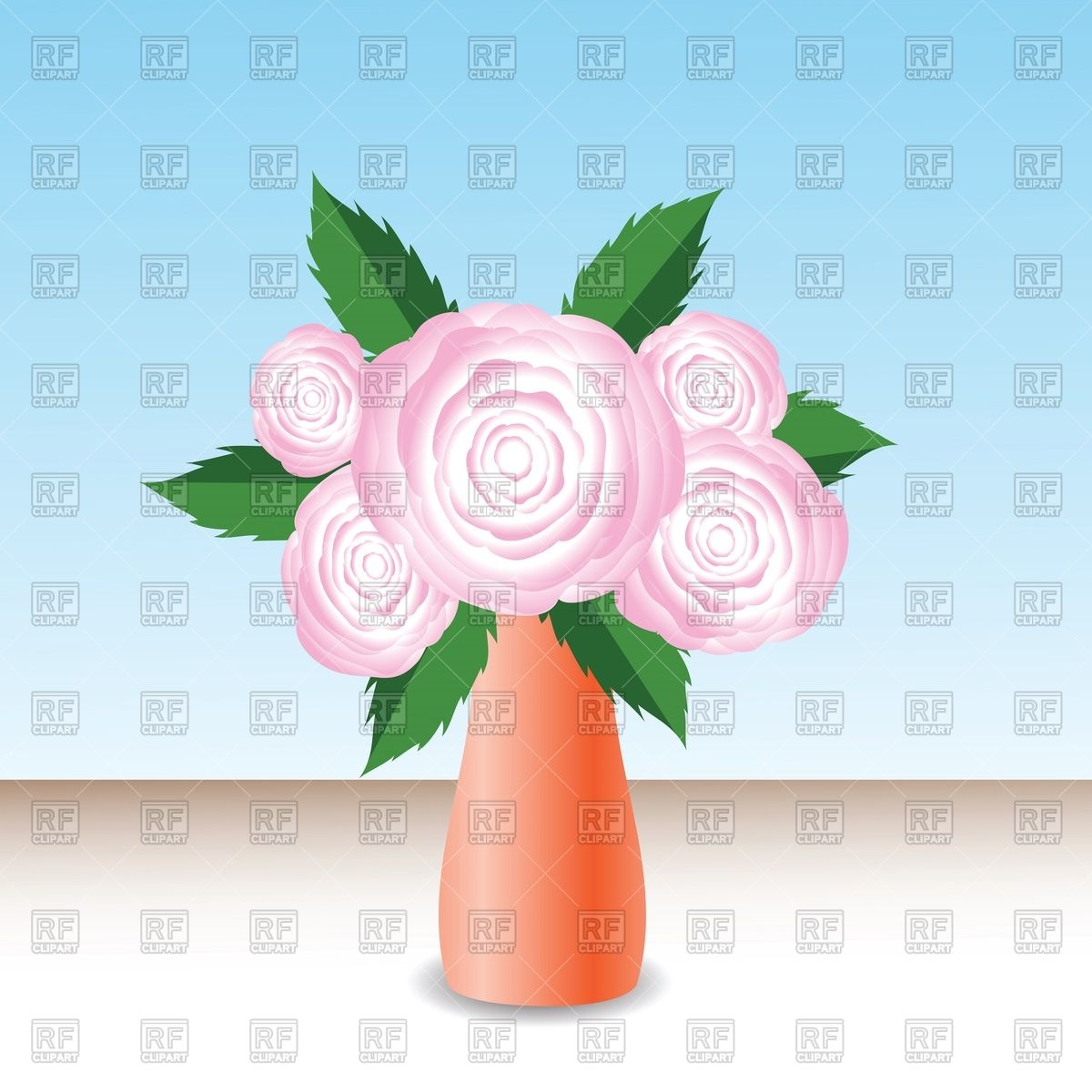 Roses With Pink Buds In Vase Download Royalty Free Vector Clipart