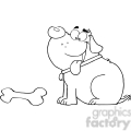 Royalty Free Dog Holds Newspaper In Mouth Black And White Clipart