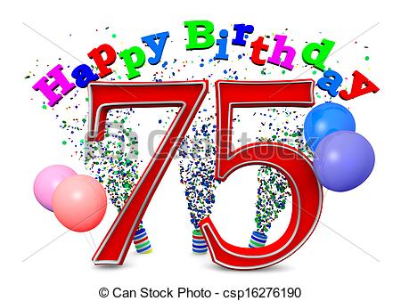 Stock Illustration Of Happy 75th Birthday   Happy Birthday With