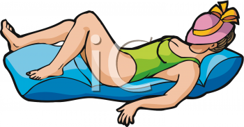 Summer Clip Art Picture Of A Woman Sunbathing On An Inflatable Raft