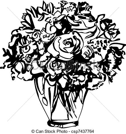 Vecteur Eps De Roses Vase   Noir Blanc Image Roses Vase    