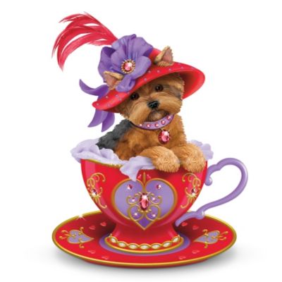 Yorkie Teacup Figurine Infused With Red Hot Personali Tea Clipart
