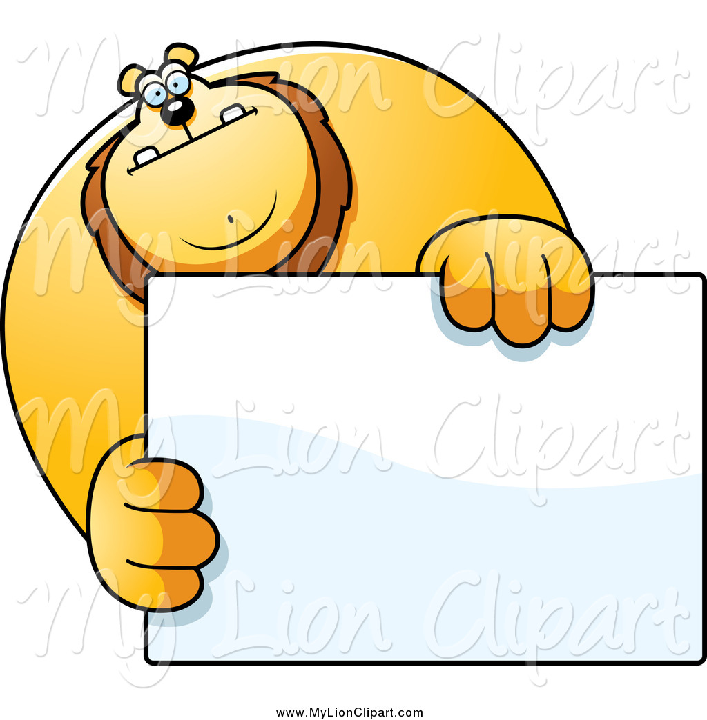 Buff Clipart Clipart Of A Buff Lion Holding A Sign Board By Cory
