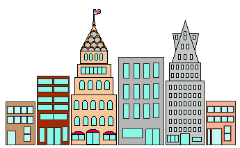 Buildings Clip Art Of Two Rows Of City Short And Tall City Buildings