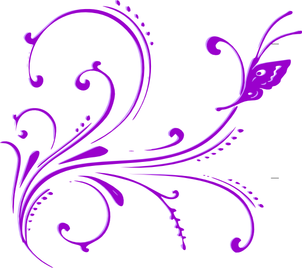 Butterfly Scroll Purple 2 Clip Art
