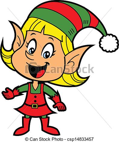 Clipart Vector Of Girl Christmas Elf   Happy Smiling Blonde Girl