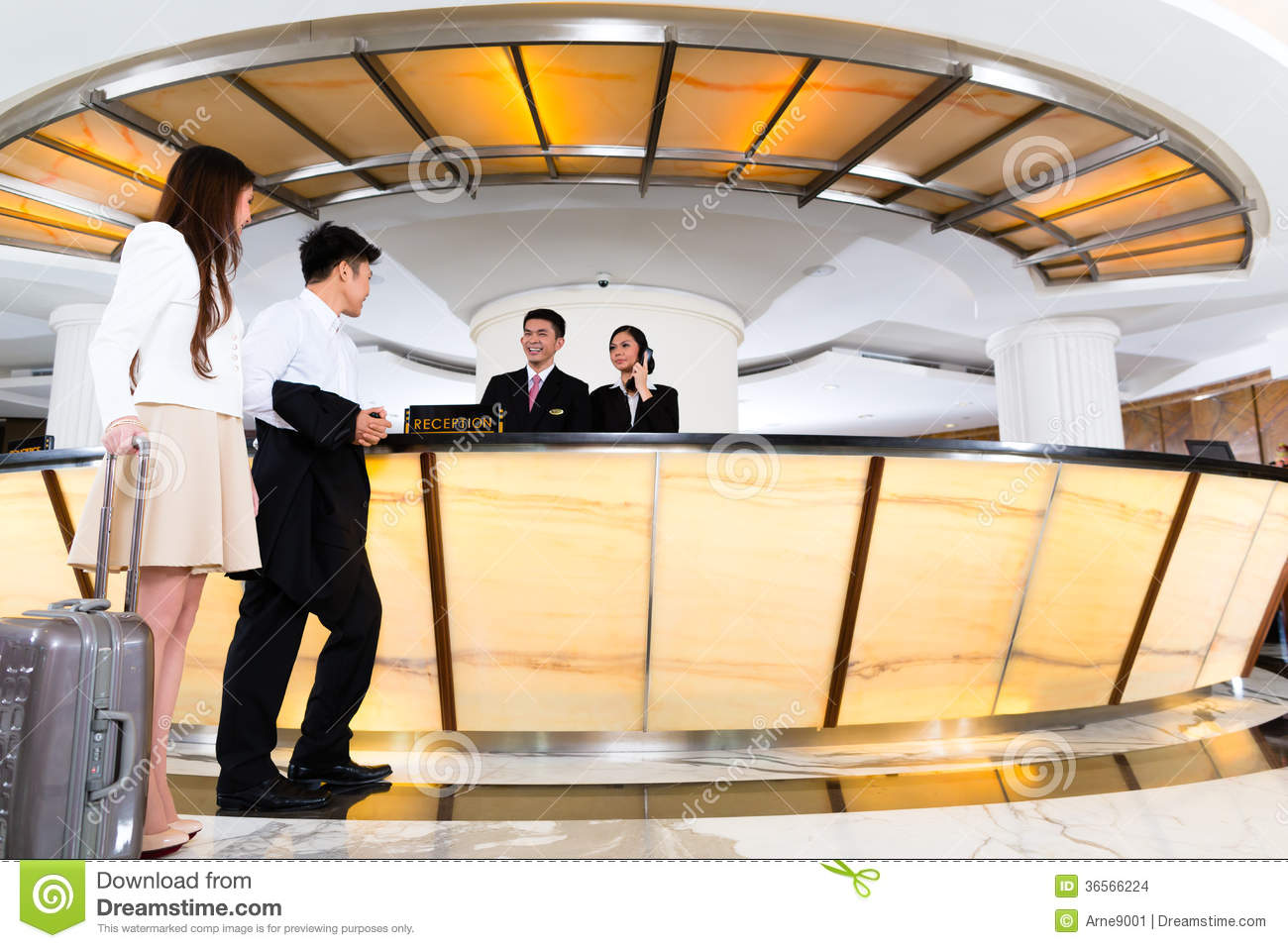     Couple Arriving At Hotel Front Desk Stock Images   Image  36566224