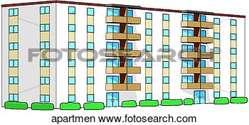 Drawing   Apartment Building  Fotosearch   Search Clip Art