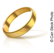 Golden Wedding Ring Vector Illustration Isolated On White Clipart