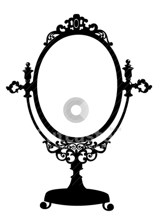 Mirror Stock Vector Clipart Silhouette Of Retro Oval Cosmetic Mirror