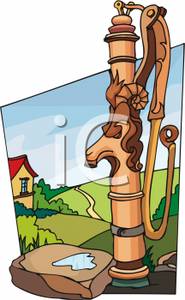 Old Fashioned Hand Pump In A Yard   Royalty Free Clipart Picture