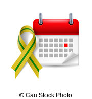 Olive Green Awareness Ribbon And Calendar With Marked Day