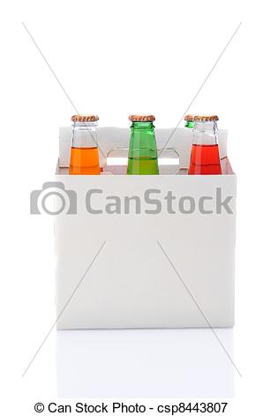 Picture Of Six Pack Of Assorted Soda Bottles   Side View Of A Six Pack