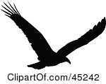 Rf Clipart Illustration Of A Profiled Black Soaring Eagle Silhouette
