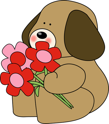 Valentine S Day Dog With Flowers Clip Art   Valentine S Day Dog With