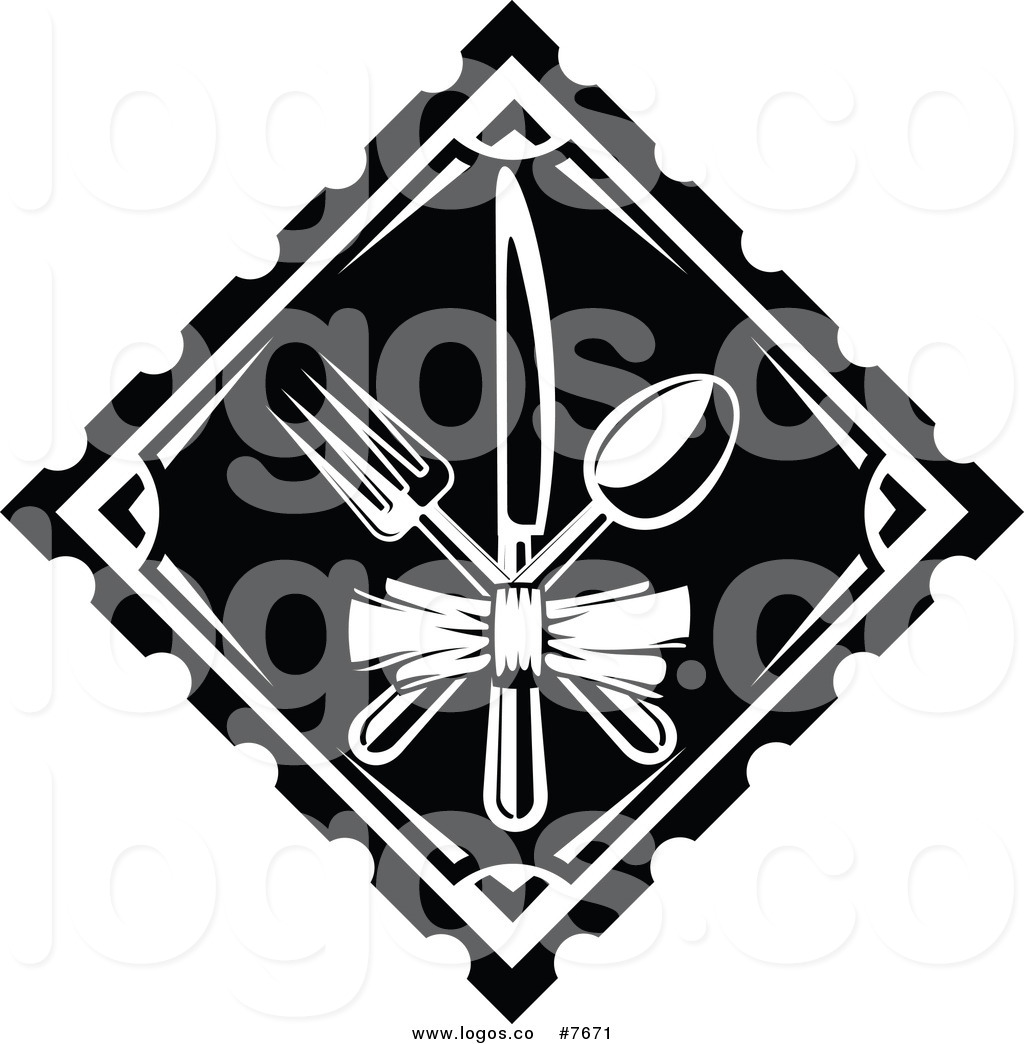 Vector Logo Of A Black And White Dining And Restaurant Silverware Menu