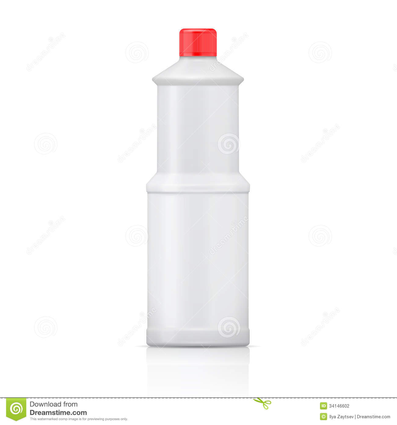 White Plastic Bottle For Bleach Cleaning Agent Or Washing Cleaner