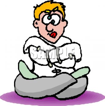 2504 Cartoon Of A Crazy Man Wearing A Straight Jacket Clipart Image