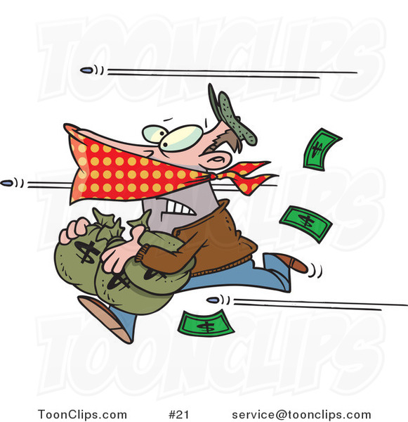 Cartoon Robber Running Cartoon Bank Robber Running