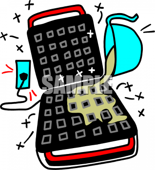 Clip Art Picture Of A Waffle Iron With A Cup Of Batter   Foodclipart    