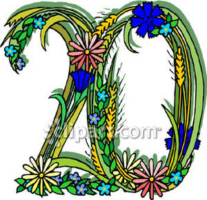 Number 20 Made Of Flowers   Royalty Free Clipart Picture