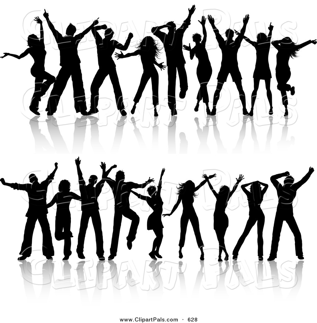 Pal Clipart Of A Digital Set Of Two Rows Of Young Silhouetted Black