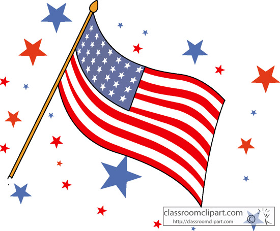Patriotic   Waving Flag With Stars   Classroom Clipart