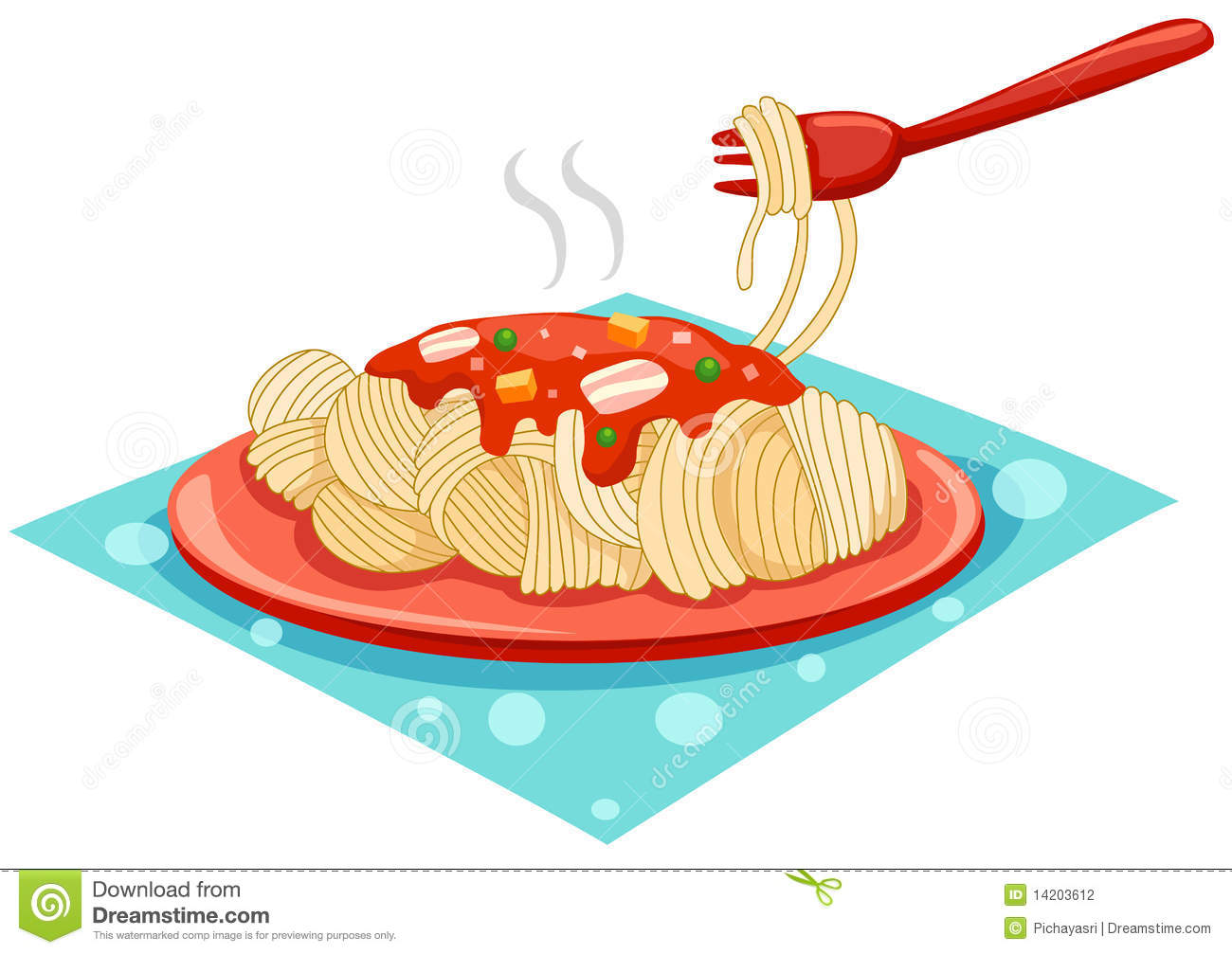 Plate Of Spaghetti Clipart A Plate Of Spaghetti With Fork