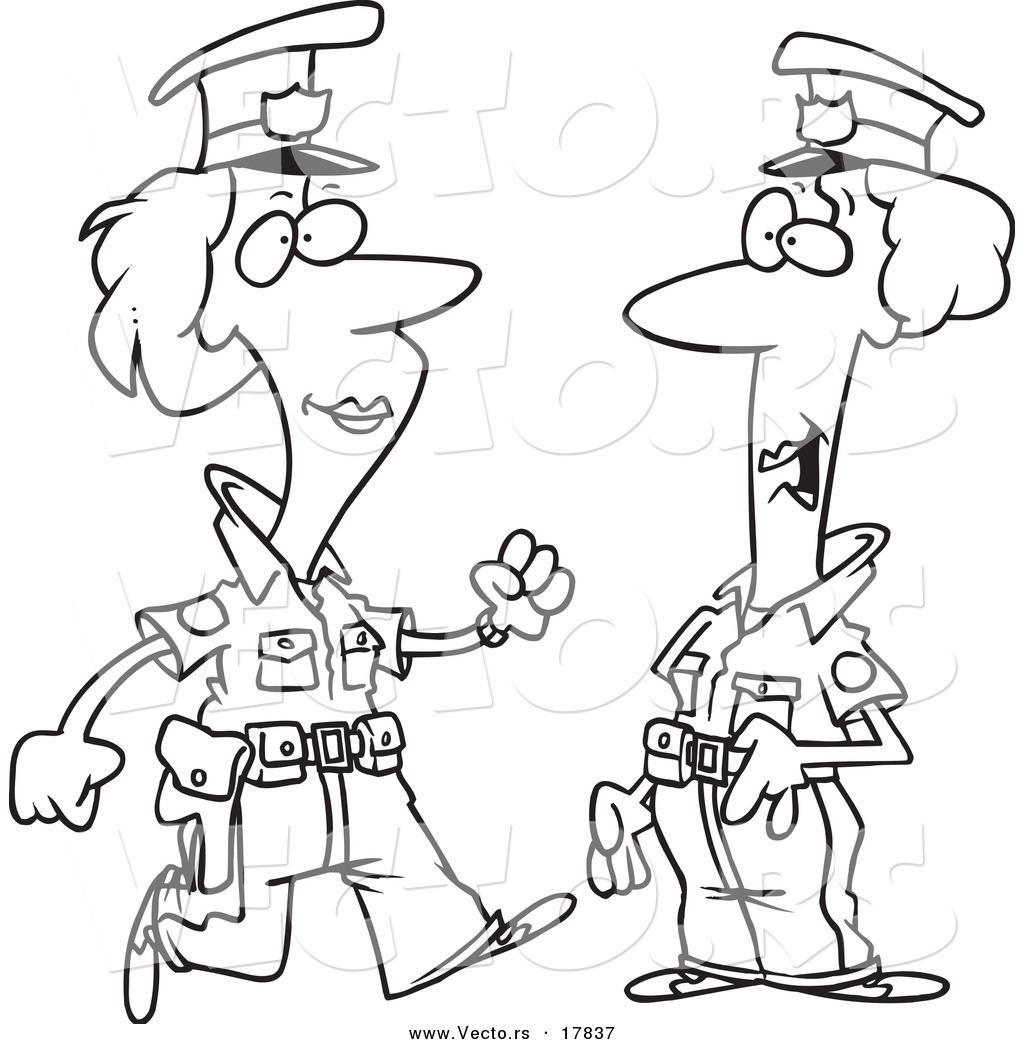 Police Officer Clipart Black And White Vector Of A Cartoon Black And
